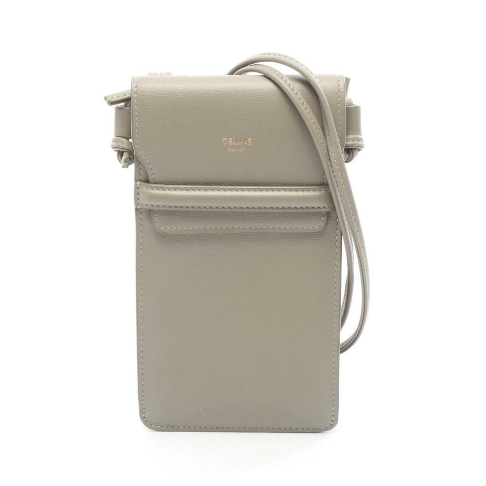 Celine Phone Pouch Shoulder Bag Leather Green